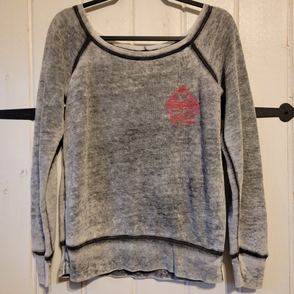 Northern Lights Surf Shop Womens Sweatshirt Gray Long Sleeve Pink Size Medium